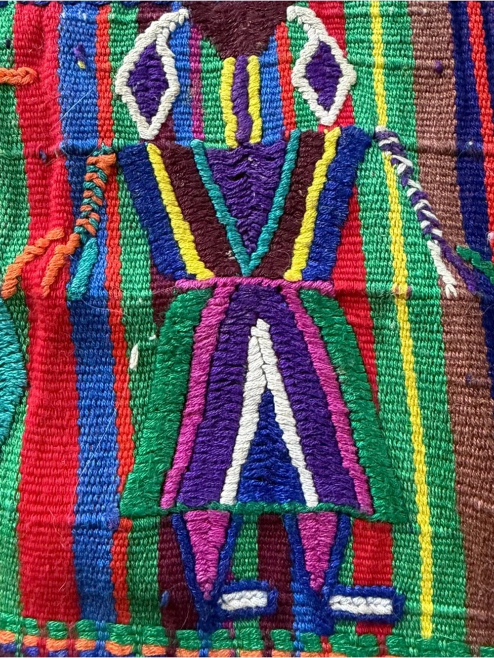 Vintage Guatemalan Textile Table Runner 30x52 Handwoven Embroidered Boho
